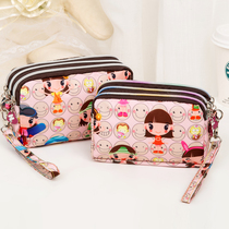 Lemon duo three zipper mobile phone bag womens hand-held wallet small cosmetic bag waterproof large 6 inch mobile phone can be installed 7Plus