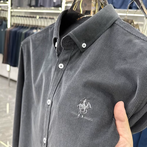 MAROLIO Мужская вельветовая рубашка, осенняя