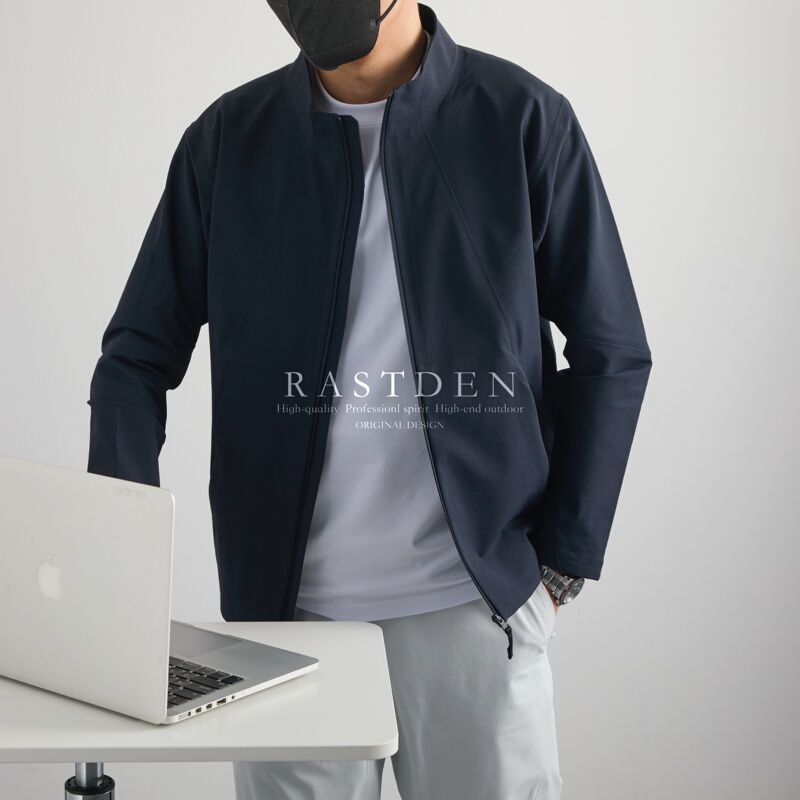 Men's Outdoor Windproof Business Jacket with Full Rubber Coating, Stand Collar, Suitable for Urban Commuting and Sports, Softshell Jacket