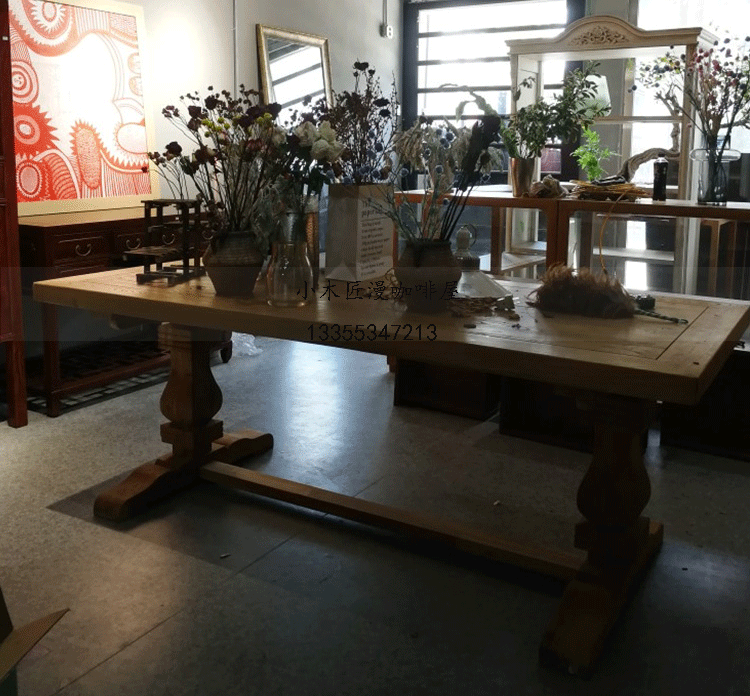 Bàn ghế cafe nam kết hợp bàn elm cũ nhà 6 người 8 người 10 người bàn hình chữ nhật nguyên khối gỗ nội thất văn phòng - Bàn bàn làm việc xếp gọn thông minh