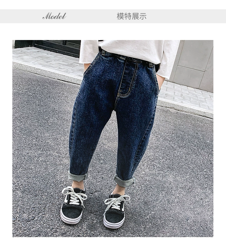 Quần bé trai mùa xuân 2019 quần jeans mới cho bé lớn quần âu quần áo trẻ em phiên bản Hàn Quốc của quần chân thủy triều - Quần