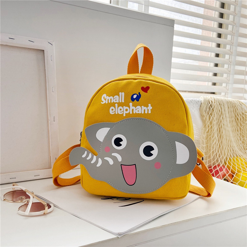Children's bags 1-3-5-year-old boy canvas double shoulder bag cartoon cute girl bag baby Kindergarten bag