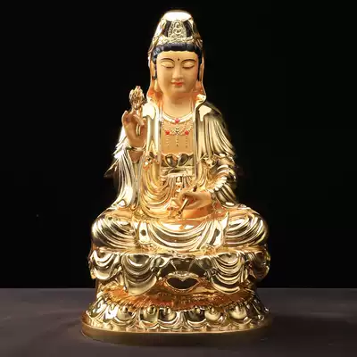 Taiwan pure copper handmade gilded Guanyin Bodhisattva Buddha statue to ensure peace Guanyin Bodhisattva home Guanyin Buddha statue ornaments