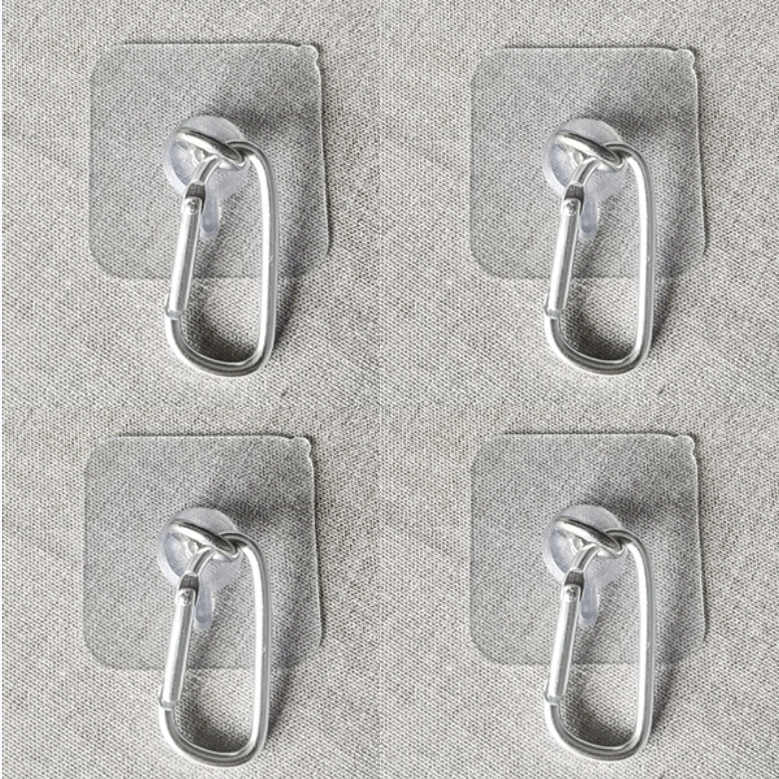 Aluminum Buckle Hooks Can Be Opened and Closed, Adhesive Hooks, No-Nail Car Ceiling Mounting Rings, Traceless Nails