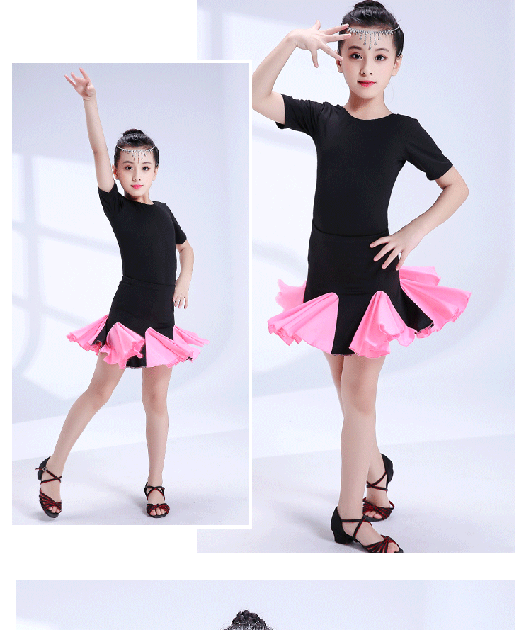 Trẻ em mới Trang phục Latin mùa thu trẻ em tay dài tập thể dục thực hành quần áo cô gái nhảy thi thi quần áo trang phục biểu diễn đẹp