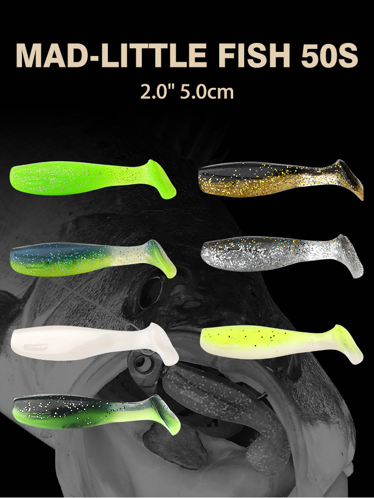 5 PCS Small Paddle Tail Fishing Lures Soft Baits Bass Trout Fresh Water Fishing Lure