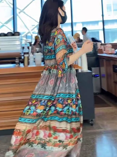 Элитное летнее платье, ретро шифоновая длинная юбка, делается под заказ, V-образный вырез, свободный крой