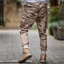 Camouflage trousers mens small feet Tide brand Slim summer sports casual pants straight wear-resistant overalls ankle-length pants