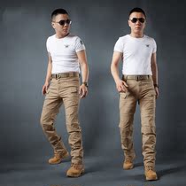 Slim overalls mens multi-bag casual pants cotton outdoor tactical commuter pants stretch straight training long pants