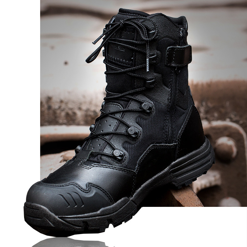Combat Training Boots Men's Summer Breathable Laced High Cylinder Tactical Boots For Training Boots Land War Boots Field Shoes Climbing Boots Ultra Light