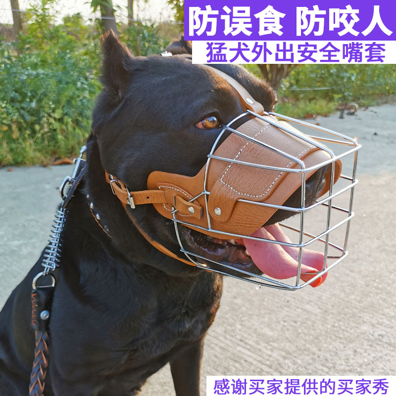 Dog mouth cover dog mouth cover Casrodugalowina large type dog iron mouth cover Caucasian Tibetan mastiff anti-mess to eat