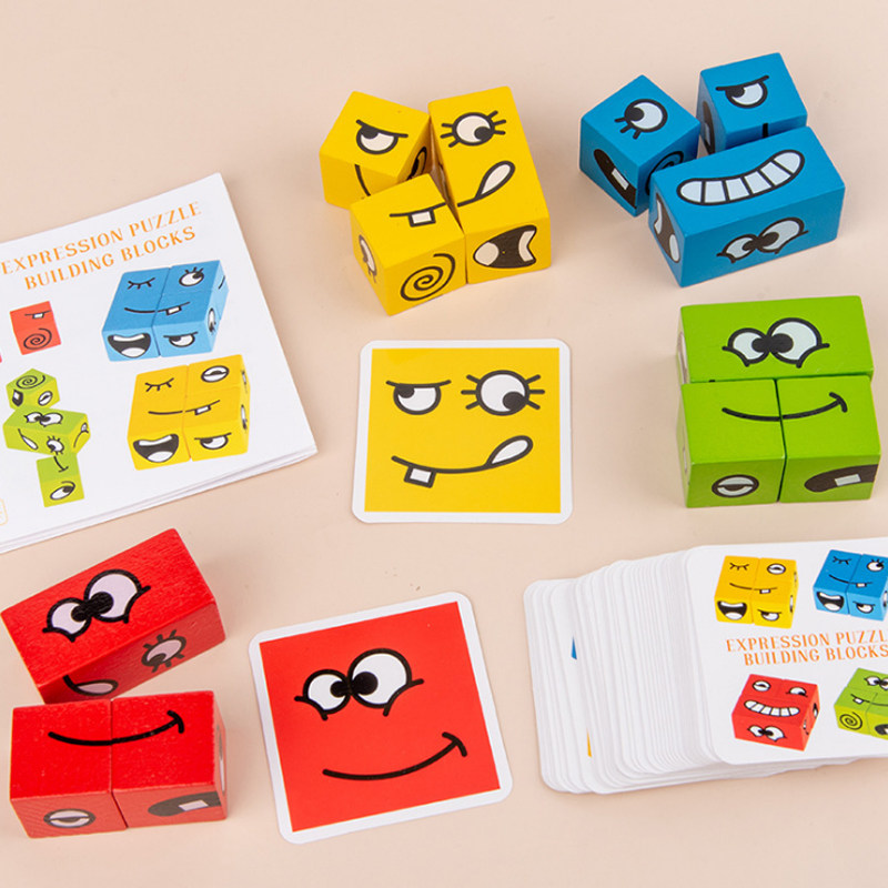 Children's creativity 100 Expression Building Blocks Big Grain Change Face Magic Square Puzzle Toy Intelligence Table Tours 3456