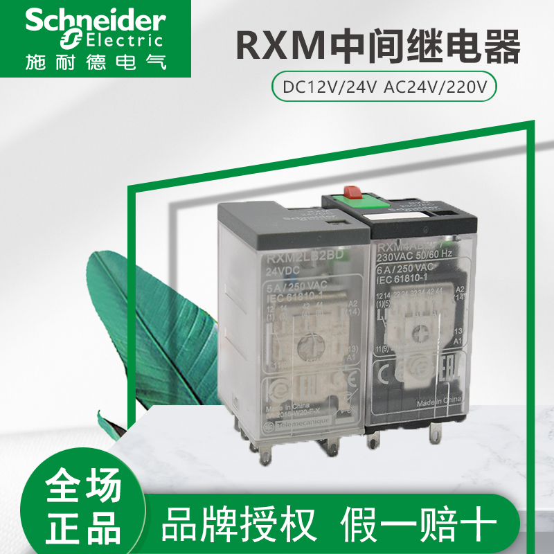 Schneider intermediate relay RXM2LB2BD RXM4LB2P7 DC small with lamp 8 feet 220V12V24V