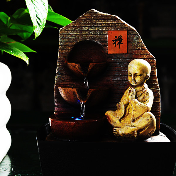 Wind Water Water Flowing Water Fountain Small Monk Creative Gift Office Fake Mountain Home Desk Face Hem 