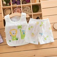 Летний детский хлопковый марлевый жилет, комплект, дышащая марлевая летняя одежда, впитывает пот и запах