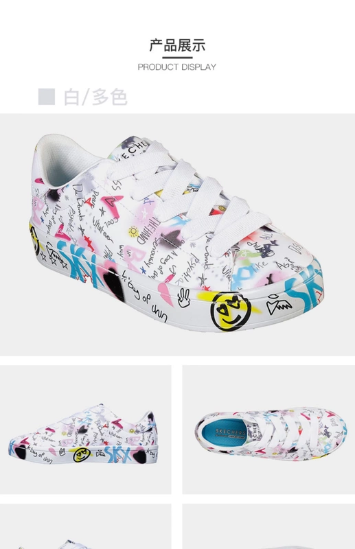 Giày nữ Skechers mùa hè 20 giày bảng graffiti mới giày trắng hoang dã giày đế dày mua giày thường - Dép / giày thường