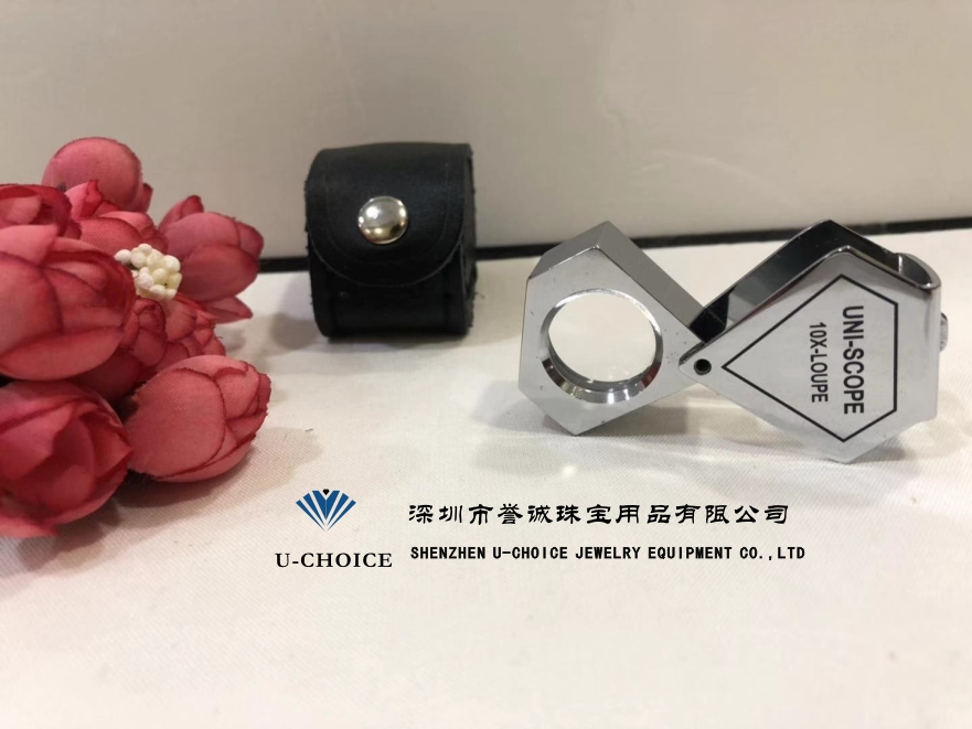 High - double magnifying mirror 10 times high - definition jewelry jade identifies diamond waist code portable pocket anti - skater stamps
