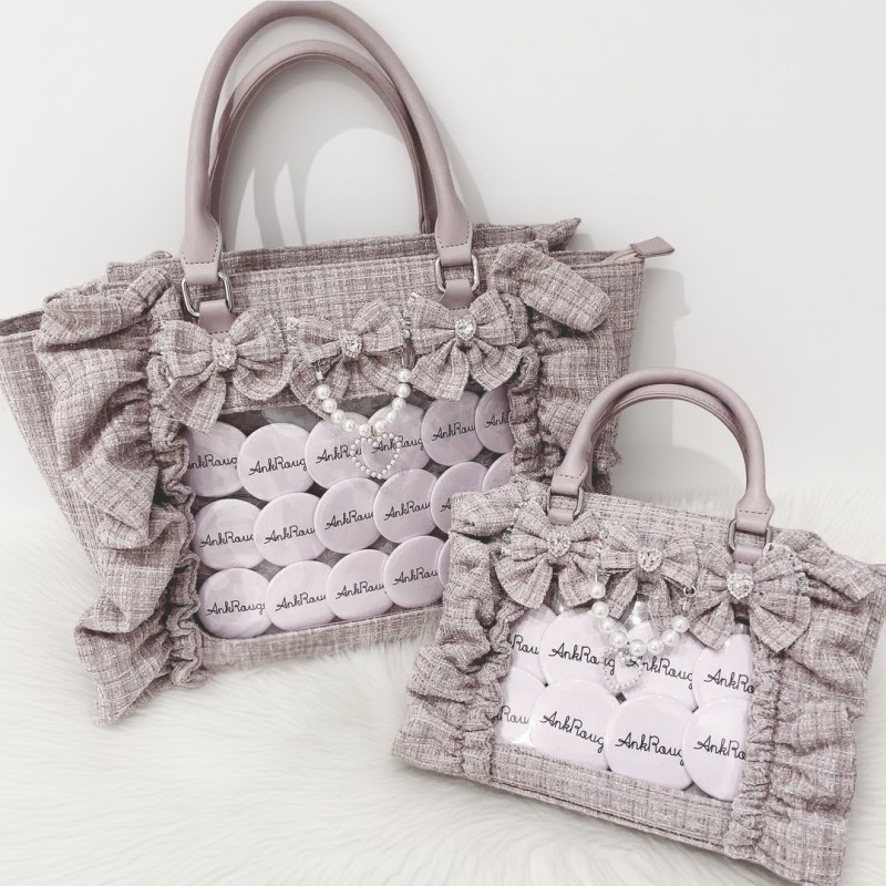 New Japanese Version Anjrouge Lace-Style Handbag Niche Ruffled Chanel-Style Handbag Crossbody Bag for Women with Badge Pin New Japanese Version Anjrouge Lace-Style Handbag Niche Ruffled Chanel-Style Handbag Crossbody Bag for Women with Badge Pin