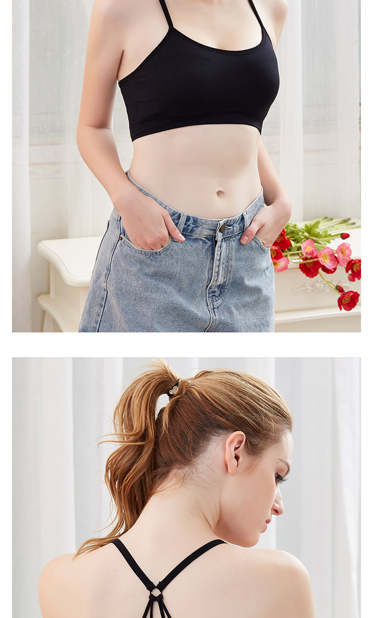 Mỹ trở lại treo nữ cảm giác chéo với miếng đệm ngực đoạn ngắn chạm đáy ống chống ánh sáng bọc ngực mà không có vòng thép đồ lót áo ngực rút dây