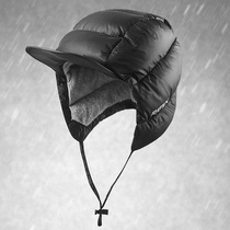 Hats men and women in autumn and winter outdoor warm duck tongue down hat cold protection ear wind plus velvet mountaineering cycling ski cap