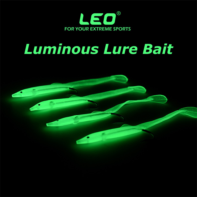 Luminous lure with hook Luya soft bait fluorescent light Luya bait soft bait night fishing Luya bait warped bass white strip
