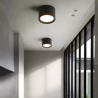 Black and white gray very simple wind Ming downlight household walkway light non-drilling living room bedroom high-brightness ceiling corridor lighting