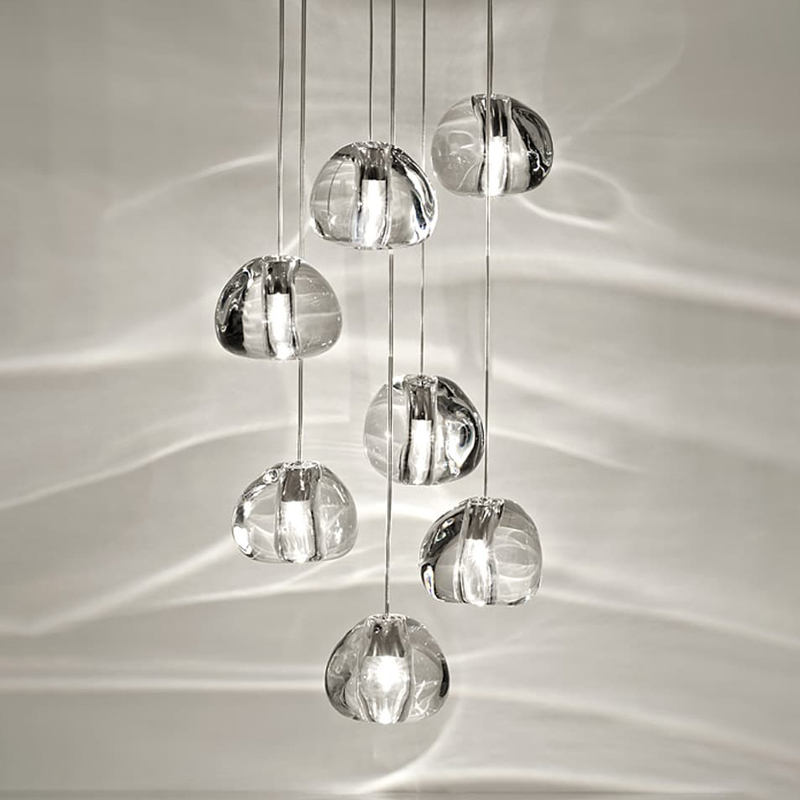 Staircase lamp light and luxurious crystal meteor shower chandelia modern minimalist Creative Villa Duplex with rotating stairs Long chandelia