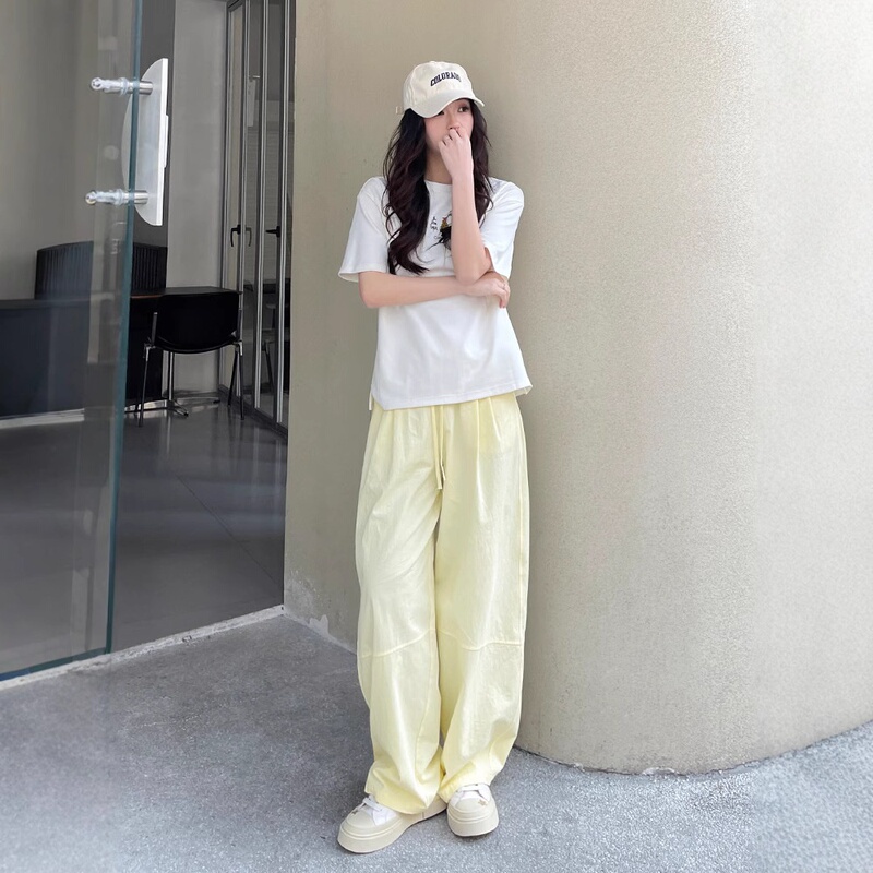 American-Style Quick-Dry Wide-Leg Pants for Women, New Spring/Summer High-Waisted Loose Casual Pants, White Workwear Straight-Leg Sports Pants American-Style Quick-Dry Wide-Leg Pants for Women, New Spring/Summer High-Waisted Loose Casual Pants, White Workwear Straight-Leg Sports Pants
