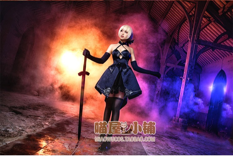 屋 saber bị hỏng hoàn toàn bộ đồ cosplay màu đen trang phục cosply nữ 3 bị hỏng fgo đầm cosplay
