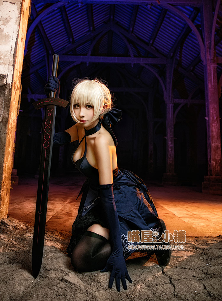 屋 saber bị hỏng hoàn toàn bộ đồ cosplay màu đen trang phục cosply nữ 3 bị hỏng fgo đầm cosplay