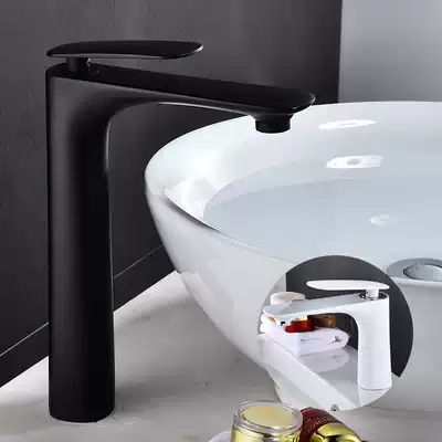 Nordic American black and white gold gun gray bathroom cabinet toilet art stage wash basin faucet hot and cold all copper