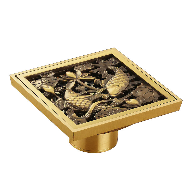 European antique drawing powder room bathroom carved washing machine universal water seal deodorant floor drain full copper a variety of options