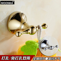 Simple Nordic modern bathroom gold hook toilet coat single hook Bathroom All copper hardware pendant free hole