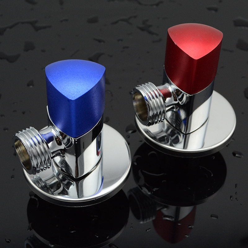 Full copper thickened explosion-proof triangular valve red blue color hexagonal square quick open water and cold and hot tap universal eight-word valve