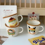 Корейская ретро -бургер щенка керамическая чашка маркировки старинная пара завтра завтрак чашка кофейня молоко кофейная чашка