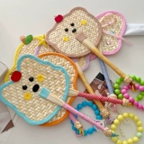 Милый веер ручной работы для женщин, новый летний портативный маленький веер из рогоза, мультяшный ручной веер, реквизит для фотографий