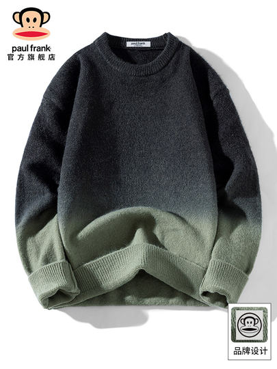 Big Mouth Monkey 2025 Herbst und Winter neuer Farbverlaufspullover für Herren, trendige Marke, lockerer Retro-Strickpullover für Herren