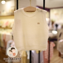 Direct mail minkmui Korean little star 22 autumn childrens pure white knitted vest A15-220-01