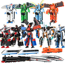 Flexible creative train superhuman beer armor children deformed automobile complex robot toy boy high-speed rail harmonious number