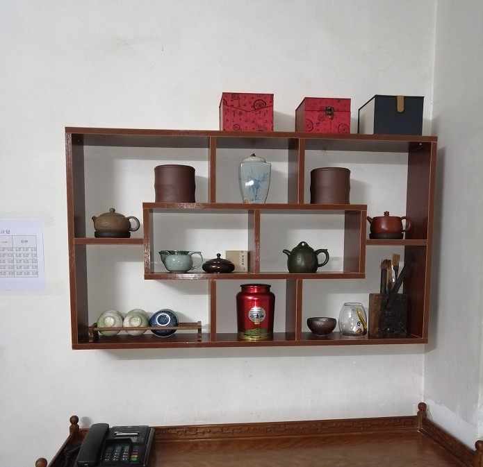 Hanging Wall Shelving Tea Set New Shelf Bookshelf Wine Rack Bogu Shelf Small Multi-Treasure Cabinet Wall Purple Sand Pot Wall Cabinet