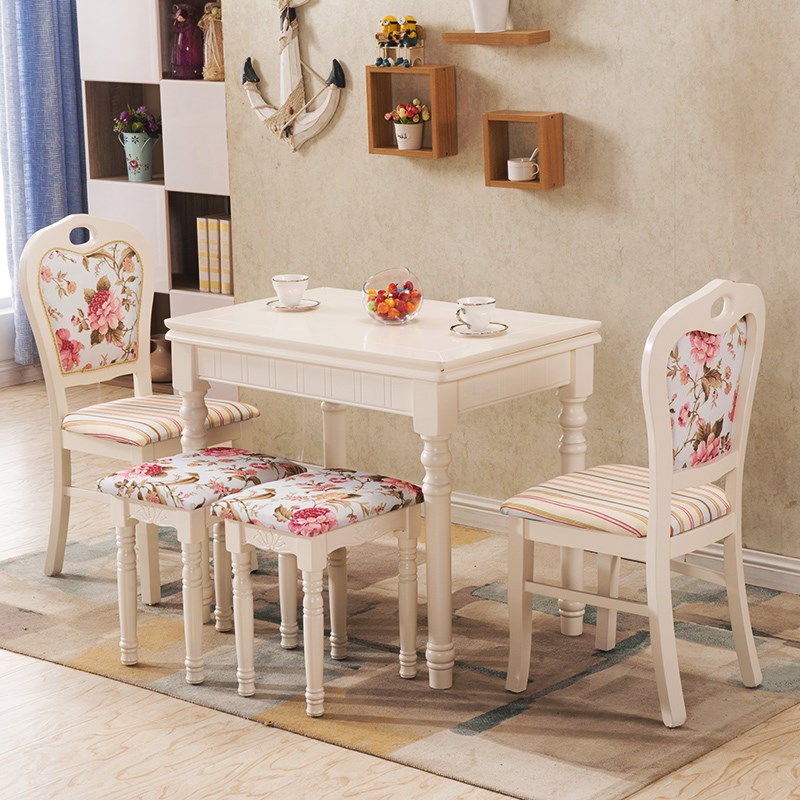 Table New products Real Mediterranean Fold Table Tempered Glass New Pint White Flex Table Small Family American Minimalist Meals