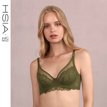 HSIA reverie large size lace bra water drop cup with steel rim sexy anti-light big chest show small thin underwear women