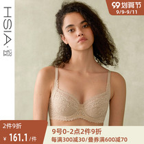 HSIA ya big chest small bra summer thin Full Cup corset with steel ring bra large size lace underwear women