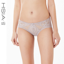 HSIA reverie sexy transparent cotton crotch waist boxer temptation breathable ultra-thin lace panties for women