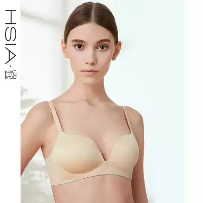 HSIA men's incognito underwear Women's glossy one-piece upper thin lower thick small chest gathered upper non-rimmed bra