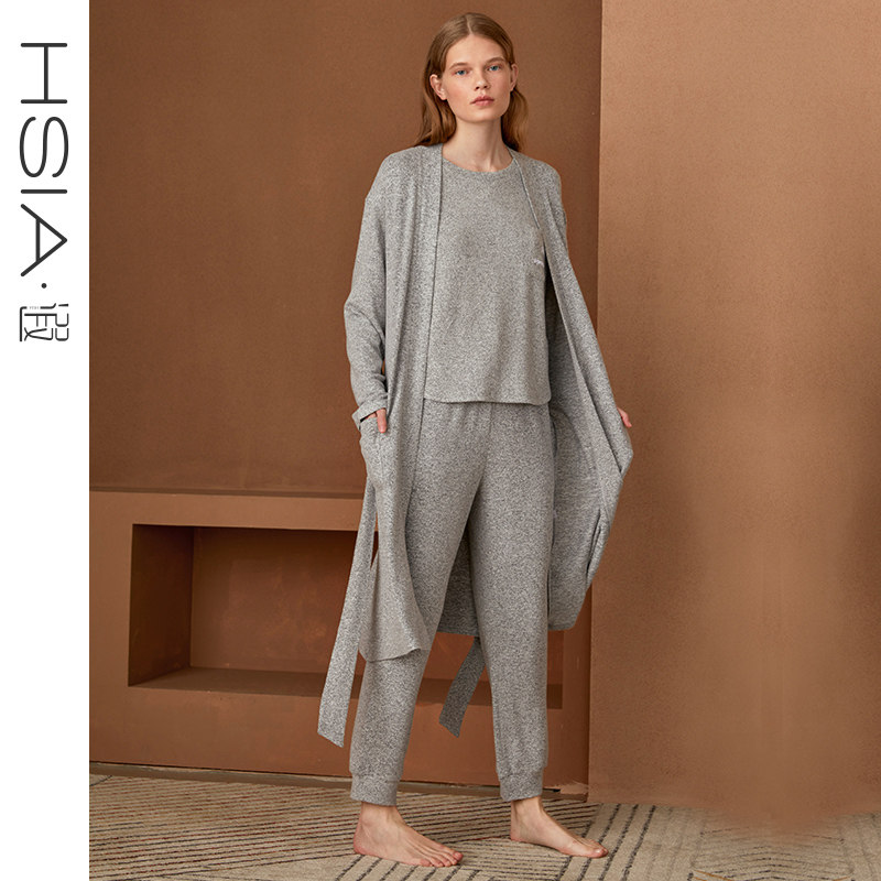 HSIA BIG SIZE IN SIZE LONG VERSION SLEEPING ROBE WOMAN SPRING AUTUMN SLIM FIT KNITTED MAN COTTON PYJAMAS SOFT AND COMFORTABLE HOME CLOTHING