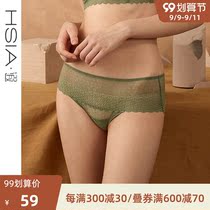 HSIA ya full lace middle waist womens boxer cotton crotch summer ultra-thin comfortable breathable seamless underwear women