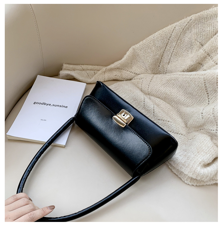 Women's Medium Pu Leather Solid Color Vintage Style Classic Style Lock Clasp Handbag display picture 38