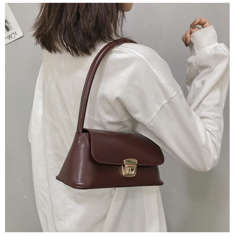 Women's Medium Pu Leather Solid Color Vintage Style Classic Style Lock Clasp Handbag display picture 18