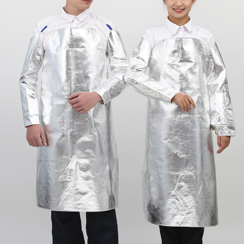 High-temperature-resistant anti-scalding aluminum foil apron insulation clothing thermal insulation anti-Mars thermal radiation anti-oil pure color sleeveless-Taobao